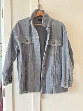 ZARA Baby Blue Ribbed Corduroy Cord Jacket | Size L